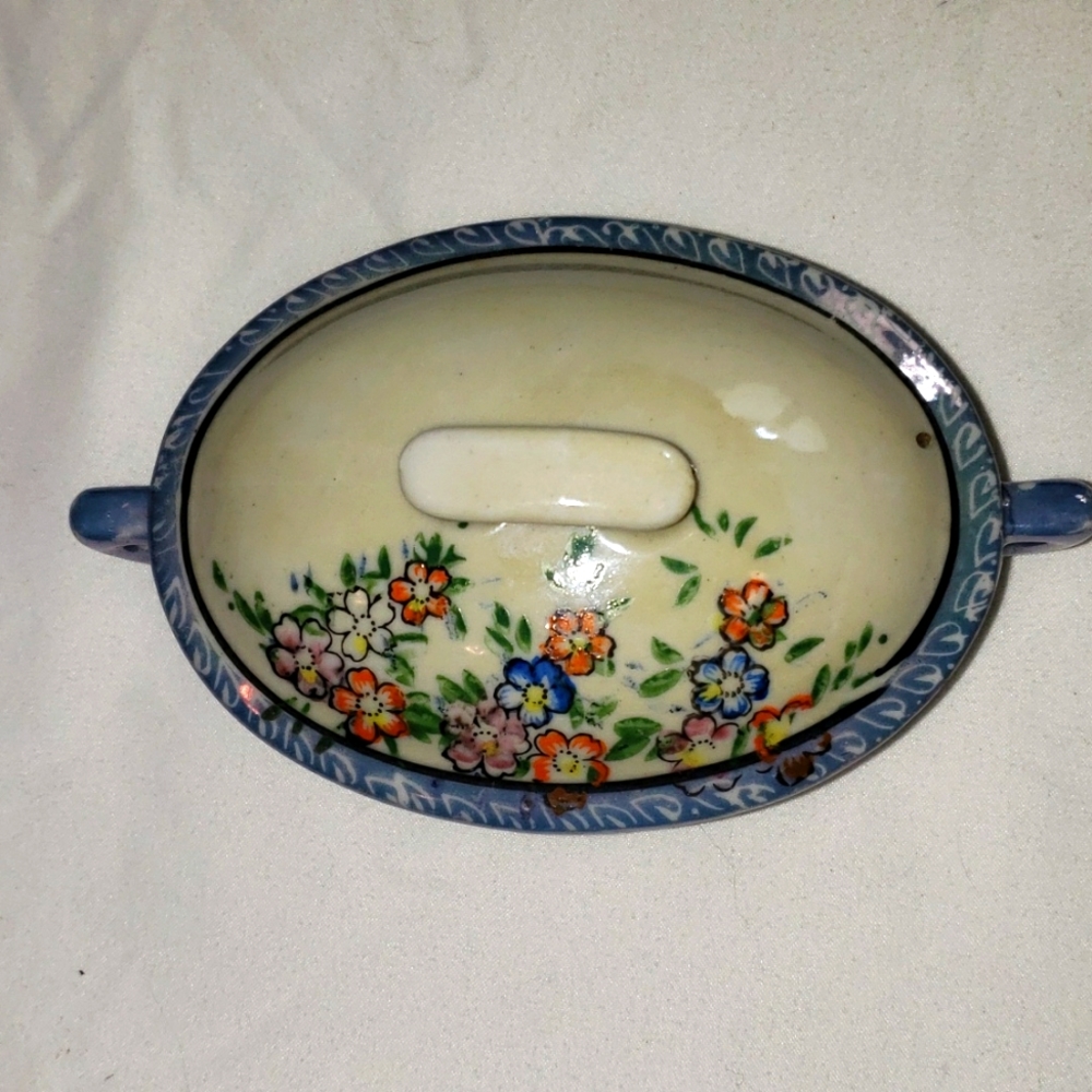 Vtg. Oval Covered Casserole Dish + Cover w/ Handles Made In Japan Stoneware